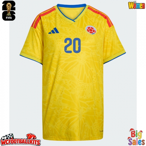 Colombia Juan Fernando Quintero #20 Replica Home Stadium Shirt for Women World Cup 2026 Short Sleeve